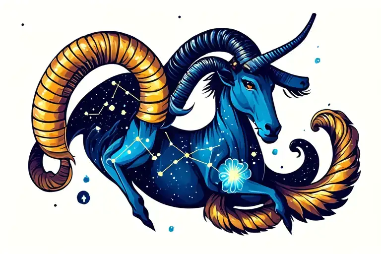 Capricorn With Aquarius Constellation Merging Together