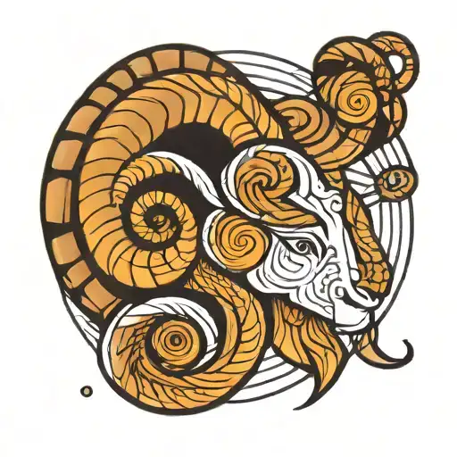 Aries Zodiac Sign Fibonacci Spiral