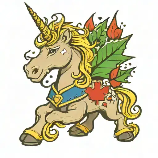 Canadian Mapleleaf And Scottish Unicorn Surrounded