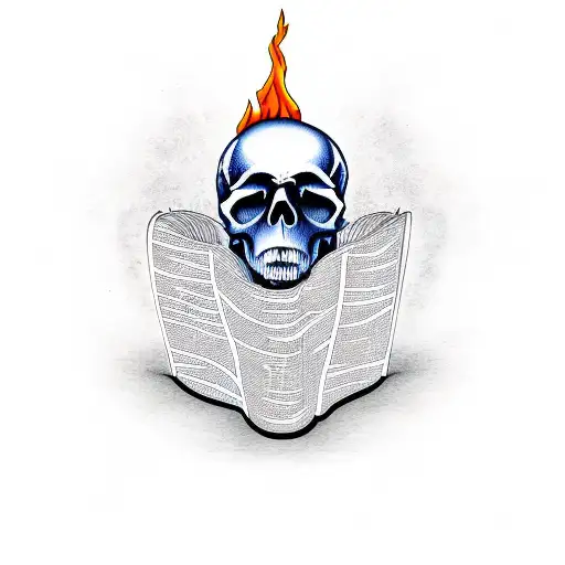 Skull And Book Onfire
