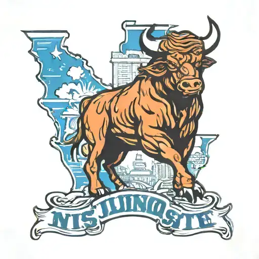 Illinois State Sign With Bulls That Says Chicago