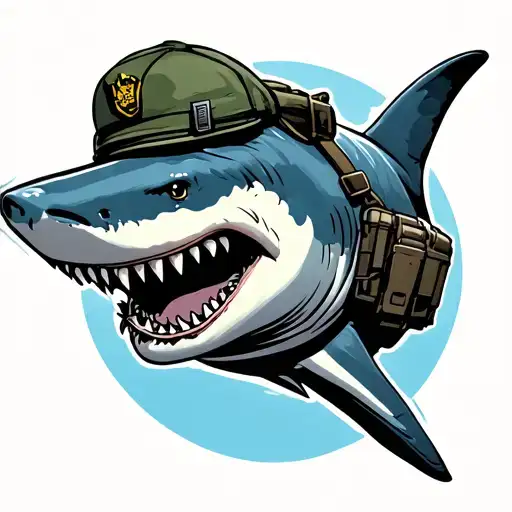 Great White Shark Wearing Military Gear