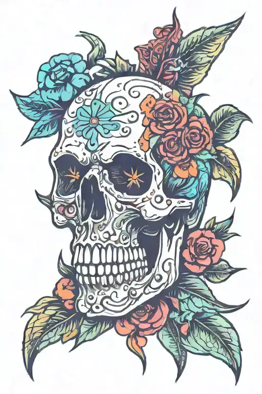 Fururistic Skull With Vibrant Colors