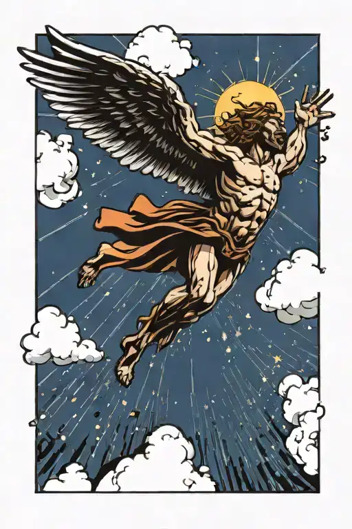Icarus Falling From Sun Rays