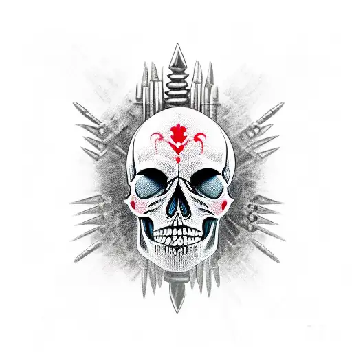 Skull With Iron Spikes Through The Eyes