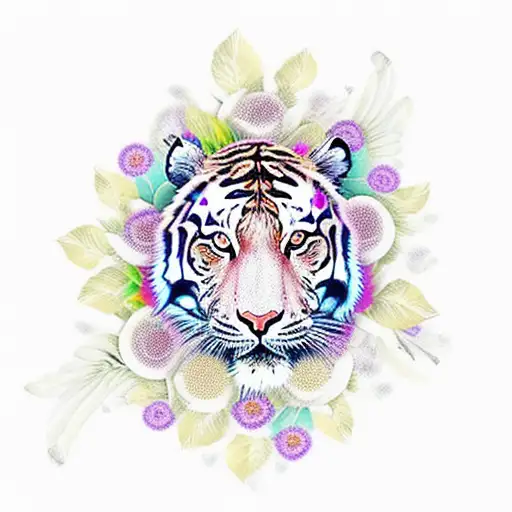 Tiger With Flowers And Mandala
