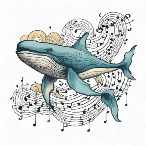 A Majestic Space Whale Swimming Through A Galaxy Made Of Sheet Music