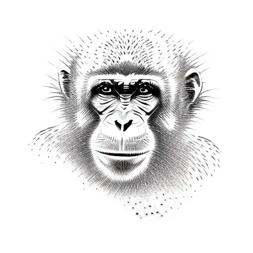 A Dotwork Tattoo Of A Monkey Playing Guitar In A New Zealand Landscape