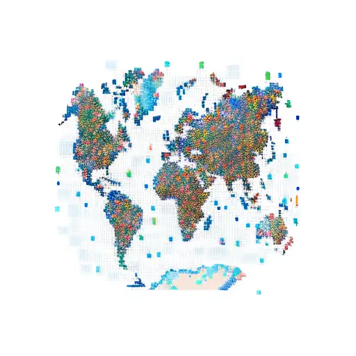 A Pixelated World Map With A Trail Of Game Controllers Leading To Different Countries