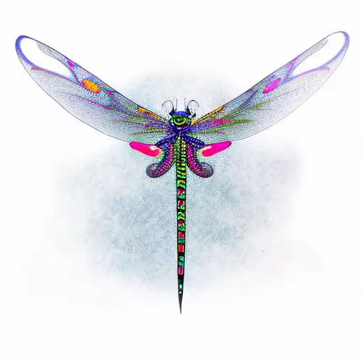 Flying Dragon Fly With Trail Behid It