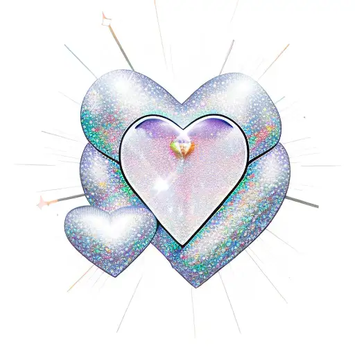 A New-school Design Featuring A Heart-shaped Crystal Surrounded By Sparkling Stars