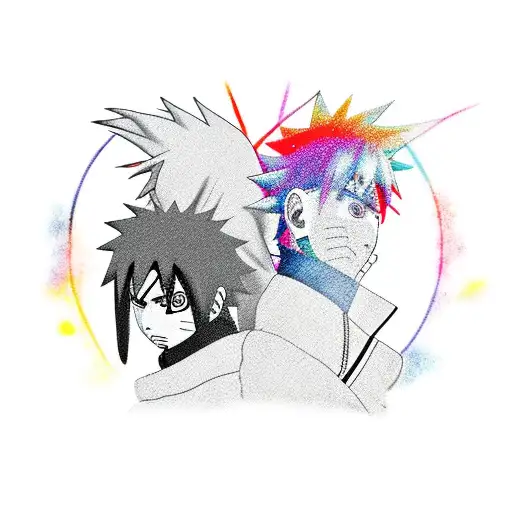 Naruto And Sasuke In An Intense Battle With Vibrant Colors