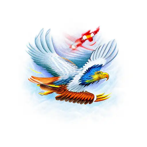 Flying Eagle With Open Wings