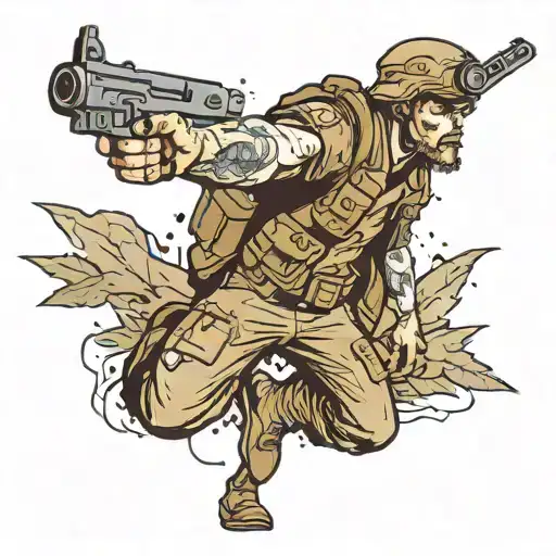 Fallen Soldier Holding A Gun