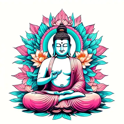 New School Budha Sitting In A Lotus