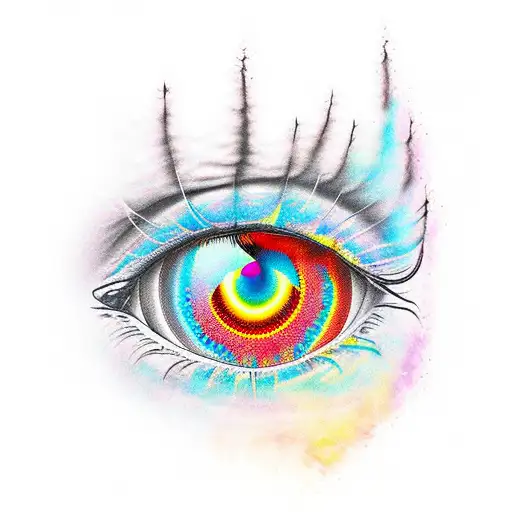 Big Flaming Psychedelic Contour Eye