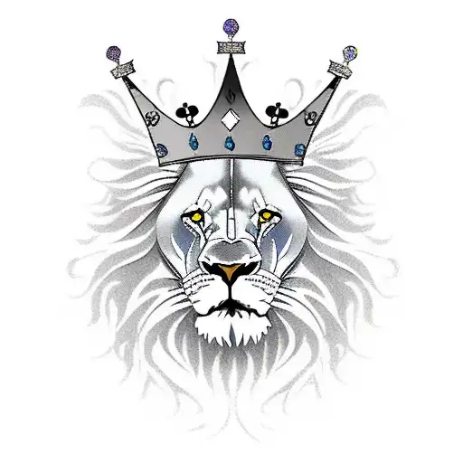 Lion With Crown And Flowing Mane