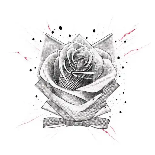 Black Rose Red Bowtie Blood Dripping