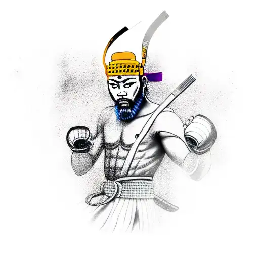 Muay-thai Fighter In Japanese Samurai Style