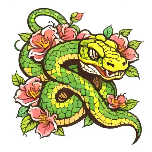 Snake With Flower 999