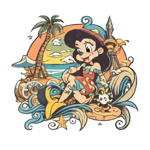 Disney Beach Theme Half Sleeve