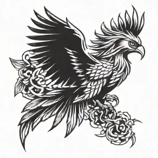 Phoenix With Wings Wrapped Around The World