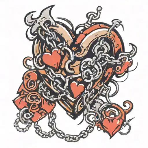 Heart Shaped Chain With Broken Parts