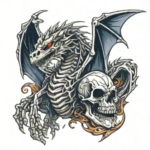 Skeleton Dragon With Skulls