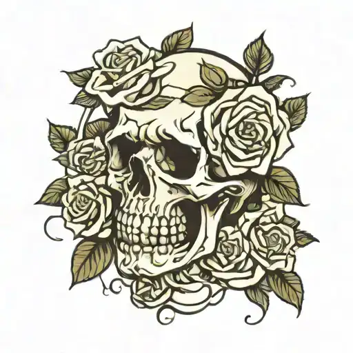 Skull And Roses On Each