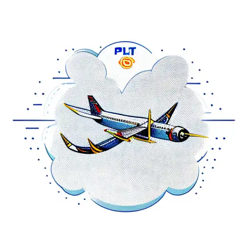 A Successful Pilot Standing On A Pile Of Money With A Plane And A Crypto Logo