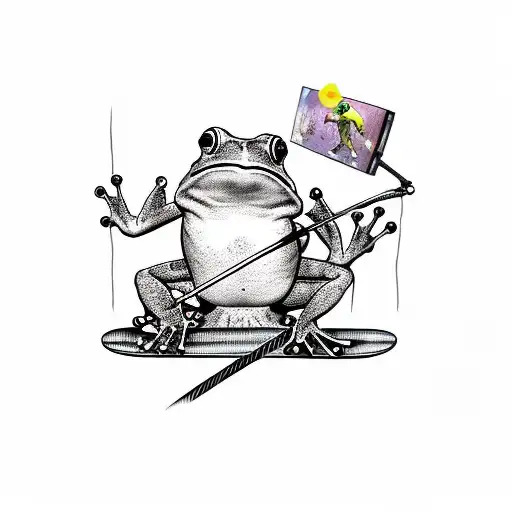 Frog With A Magic Wand And A Skateboard