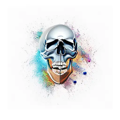 Skull With X Eye And Crack In Head