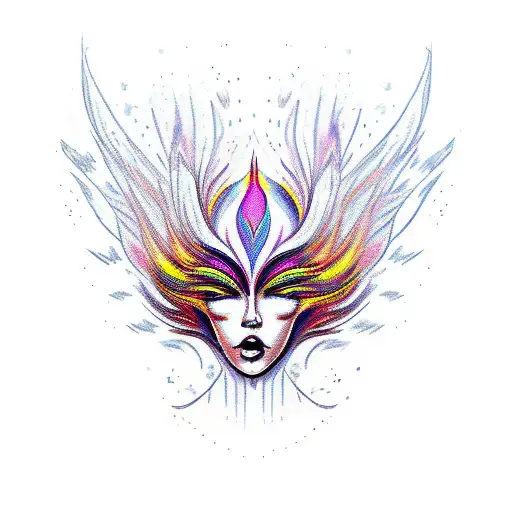 Phoenix Head Transforming Into Woman's Head