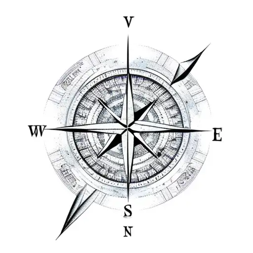 Half A Compass With Arrow Through The Middle