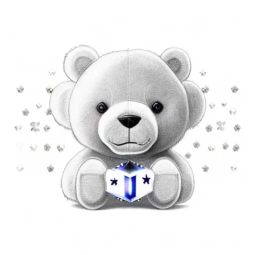 Teddy With X's On His Eyes Looking At Shinny Crystal 3Rd Perspective