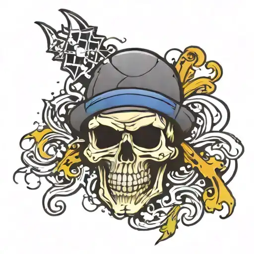 Scottish Cartoon Skull Graffiti