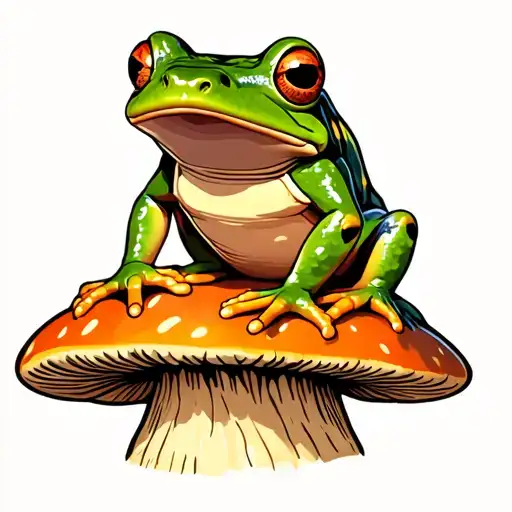 Frog Sitting On A Mushroom