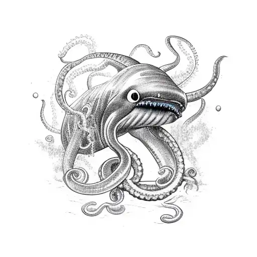 Kraken Wrapping Its Tentacles Around A Sperm Whale
