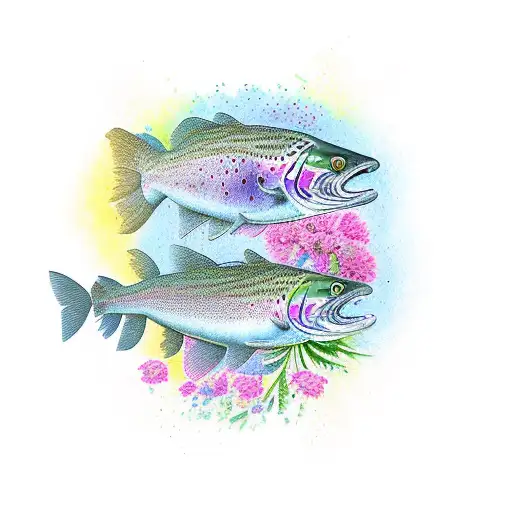 Rainbow Trout With Wildflowers