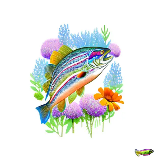 Rainbow Trout With Wildflowers