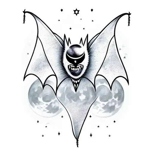Scary Bat With Moon