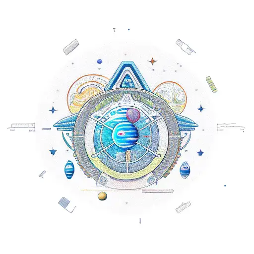 An Intricately Designed Furniture Piece With Celestial Bodies And Adhd Symbols Incorporated