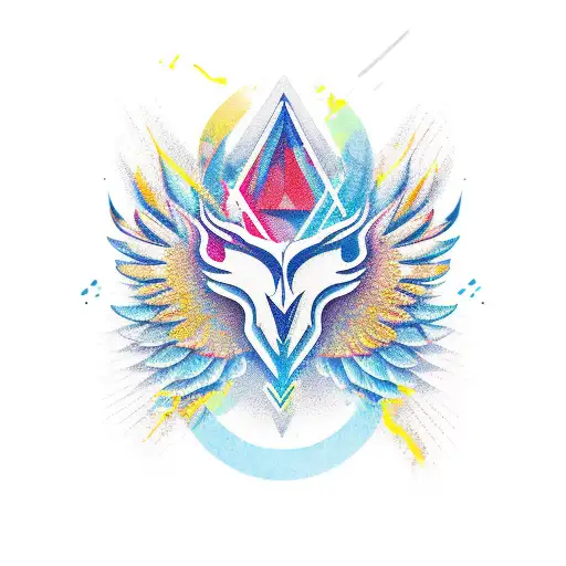 An Abstract Design Combining The Name Van Der Tuin With Eagle Wings