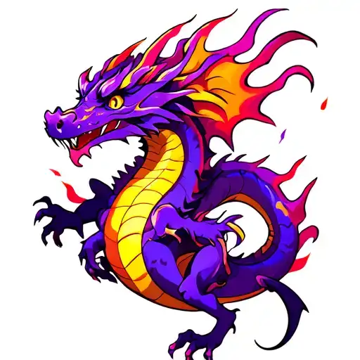 Dragon Purple Flames Mystical
