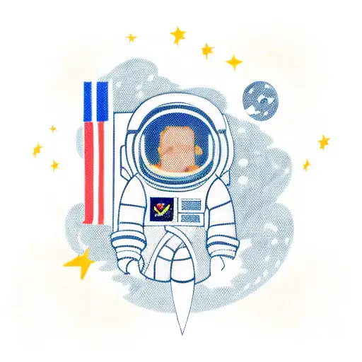Astronaut With Bitcoin Flag