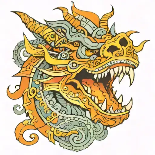 Aztec Dragon Breathing Fire