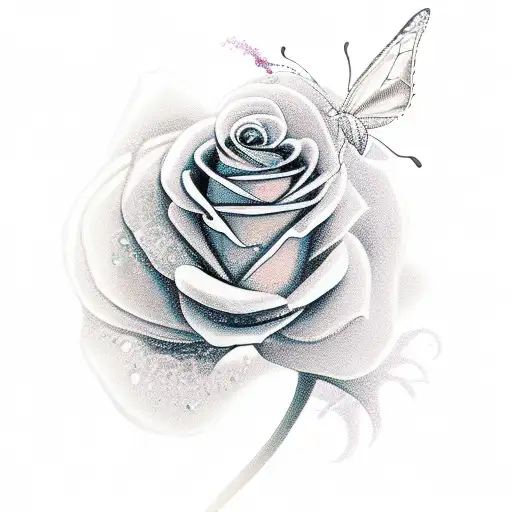 A Butterfly Over A Rose