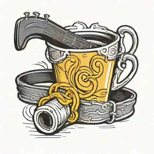 A Coffee Cup With A Guitar Handle And A Jiu Jitsu Belt Wrapped Around It