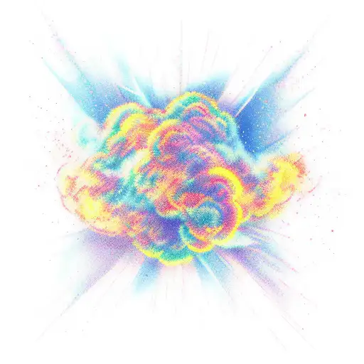 A Shooting Star Bursting Into A Cloud Of Colorful Smoke