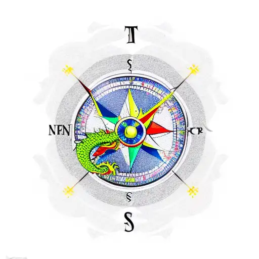 Dragon Holding A Compass